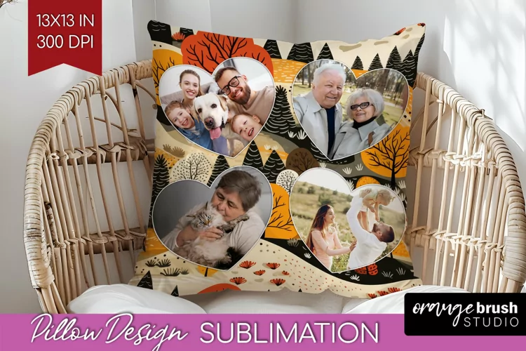 Autumn Photo Frame Pillow Sublimation - Add Your Picture