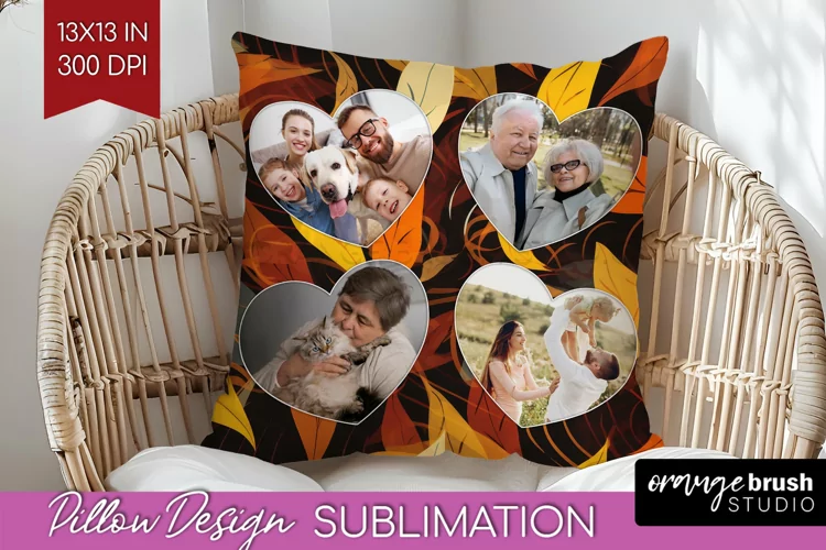 Autumn Photo Frame Pillow Sublimation - Add Your Picture