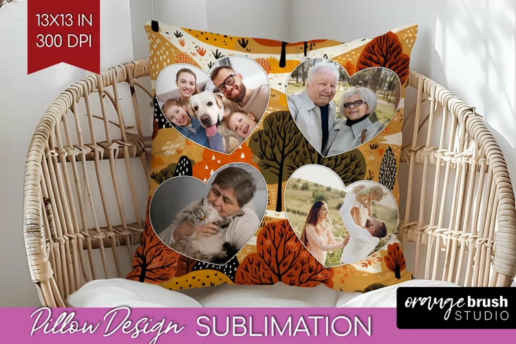 Autumn Photo Frame Pillow Sublimation - Add Your Picture