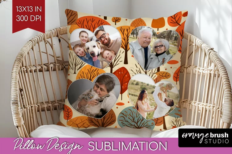Autumn Photo Frame Pillow Sublimation - Add Your Picture