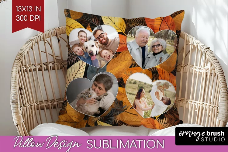 Autumn Photo Frame Pillow Sublimation - Add Your Picture
