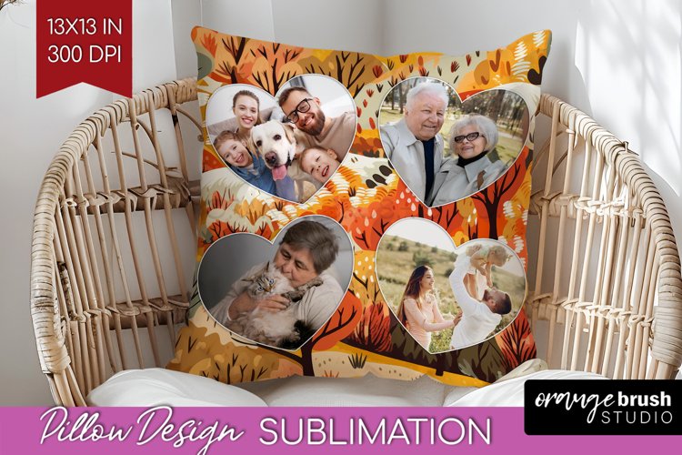 Autumn Photo Frame Pillow Sublimation - Add Your Picture example image 1
