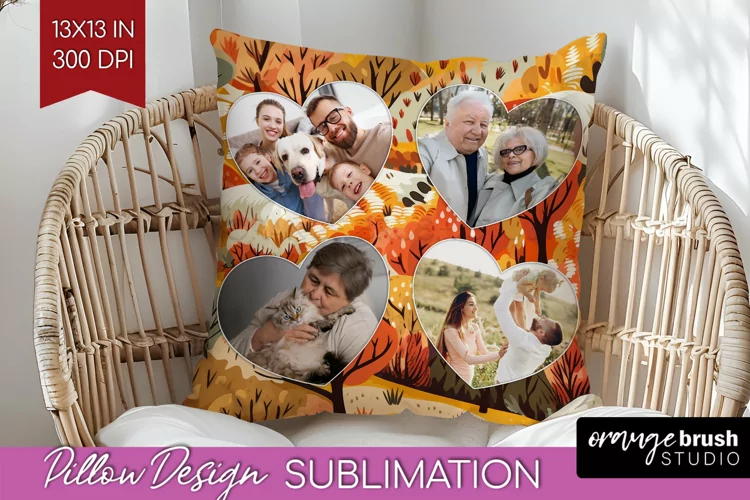 Autumn Photo Frame Pillow Sublimation - Add Your Picture