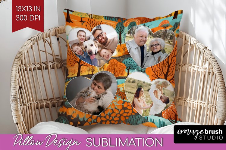 Autumn Photo Frame Pillow Sublimation - Add Your Picture example image 1