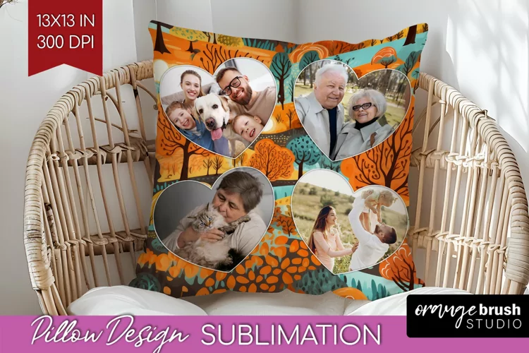 Autumn Photo Frame Pillow Sublimation - Add Your Picture