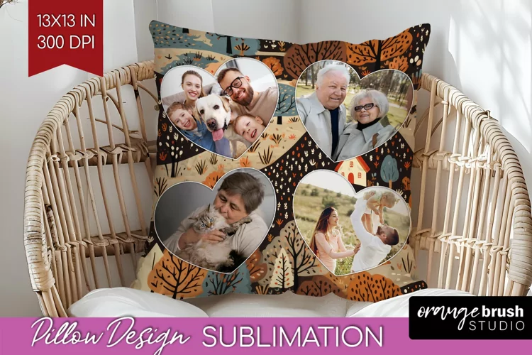 Autumn Photo Frame Pillow Sublimation - Add Your Picture