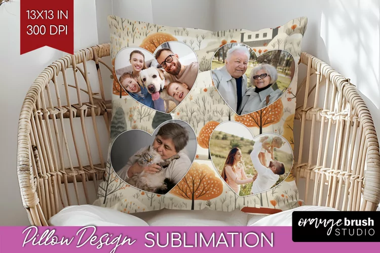 Autumn Photo Frame Pillow Sublimation - Add Your Picture