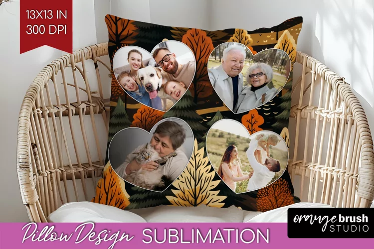 Autumn Photo Frame Pillow Sublimation - Add Your Picture