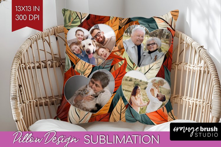 Autumn Photo Frame Pillow Sublimation - Add Your Picture example image 1