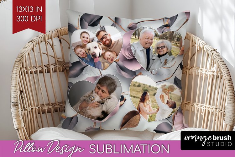 Rose Photo Pillow PNG - Floral Picture Frame Pillow Cover
