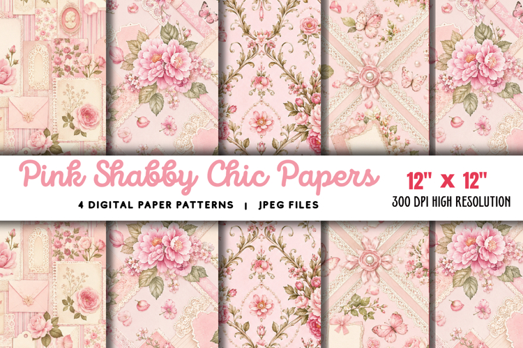 Pink Shabby Chic Papers JPG