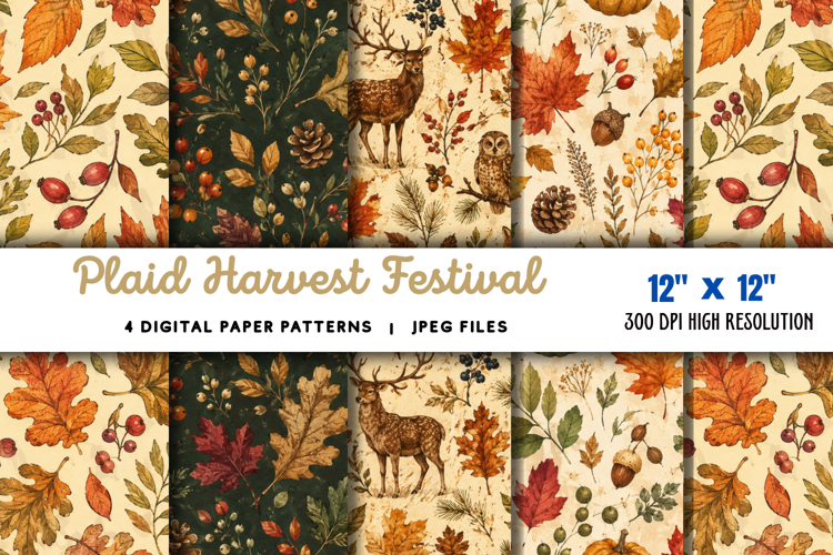 Plaid Harvest Festival Digital Paper JPG