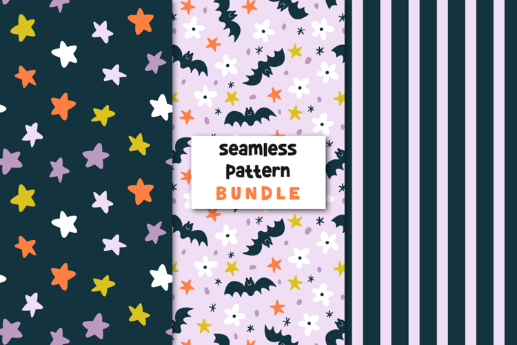 Halloween Digital Papers Bats Patttern Halloween Background.