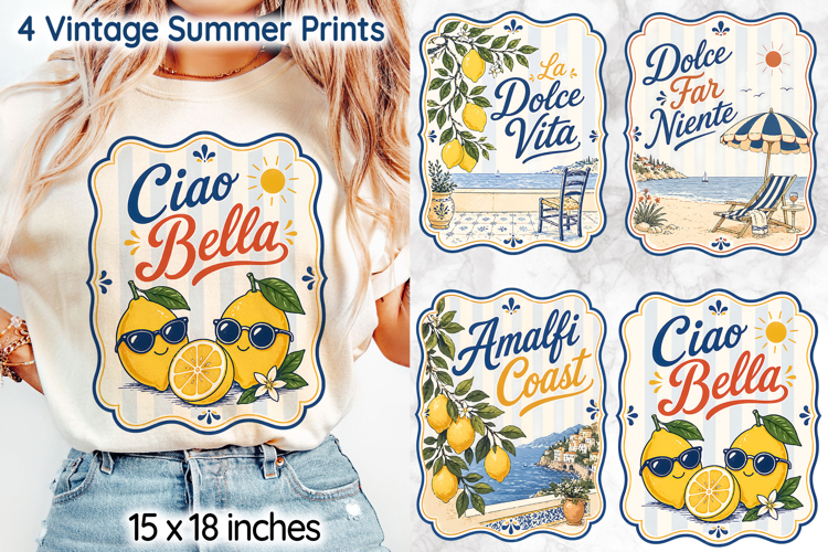 Retro Summer Sublimation, Mediterranean Coastal Print