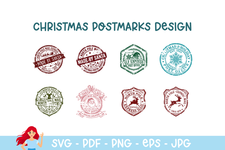 Christmas postmark, mail delivery stamps