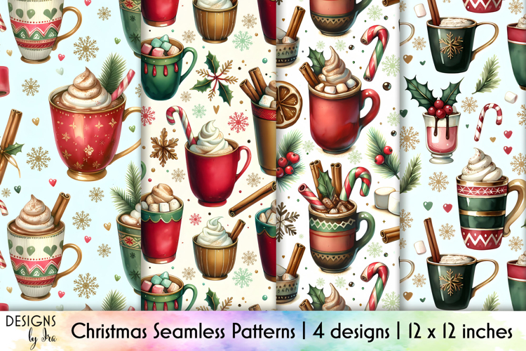 Christmas Seamless Patterns, Holiday Digital Paper