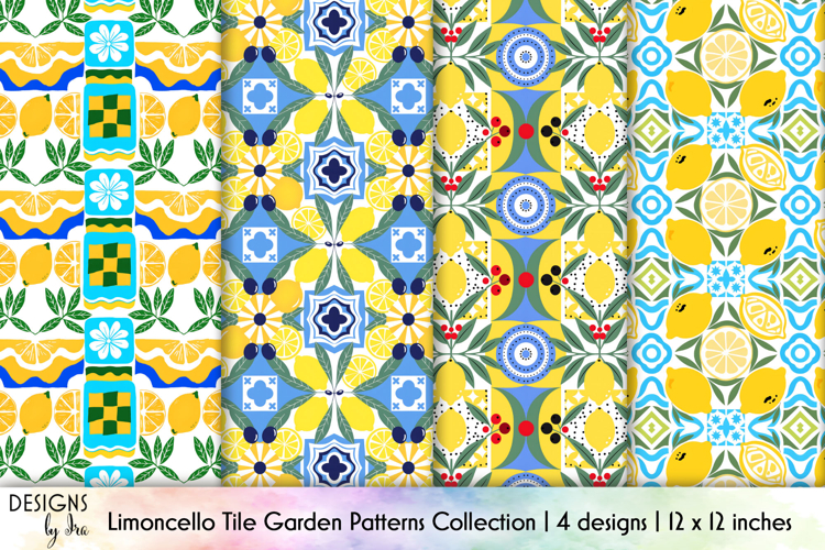 Mediterranean Lemon Seamless Pattern, Limoncello Tile Retro