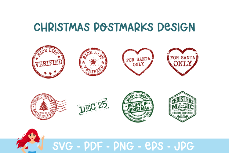 Christmas postmark, mail delivery stamps