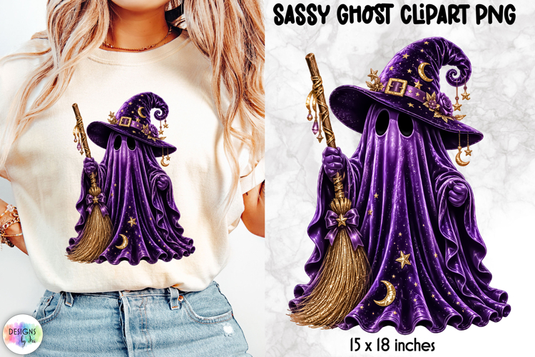 Purple Witch Ghost PNG Halloween Magic Clipart