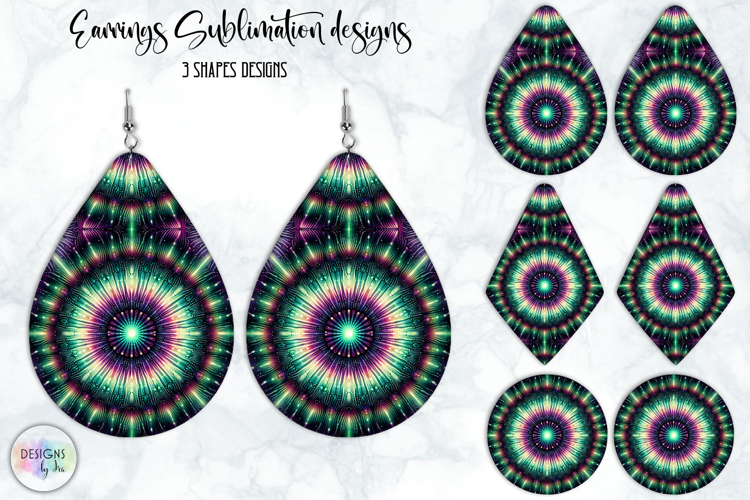 Tie Dye Earrings Sublimation, Boho Teardrop Earrings Print