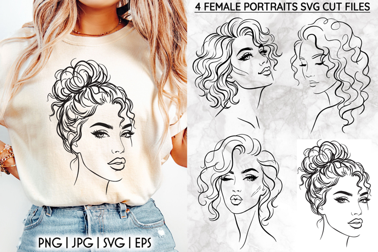 Female Portrait SVG, Woman Face Line Art, Beauty Silhouette