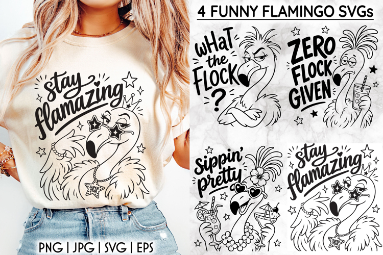 Funny Flamingo SVG, Flamazing Quotes, Zero Flock Given