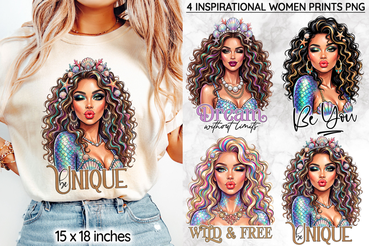 Inspirational Mermaid Sublimation, Empowering Fashion Print
