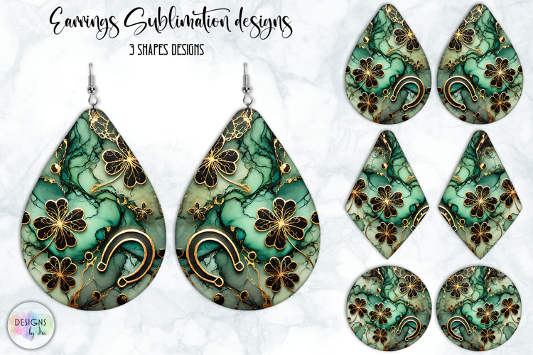 St. Patrick’s Day Earrings Sublimation, Lucky Clover Art