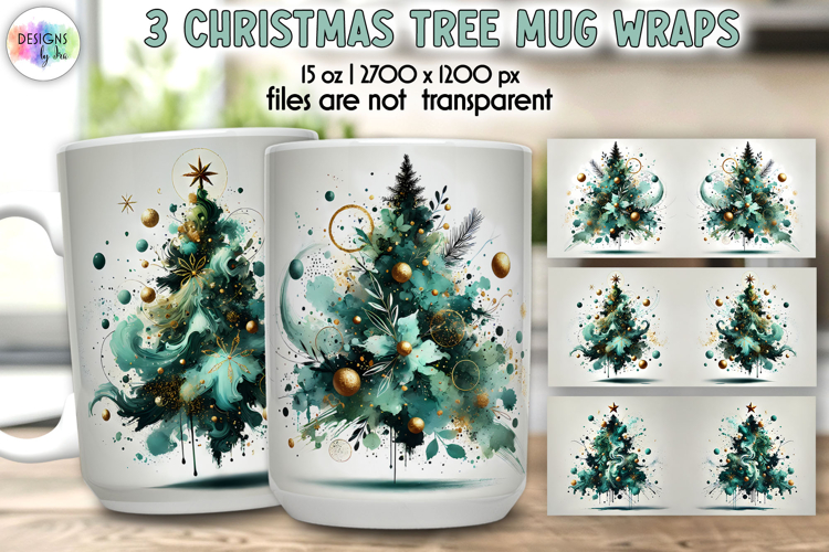 Christmas Tree Mug Wraps, 15 oz Christmas Tree Mug Wrap PNG