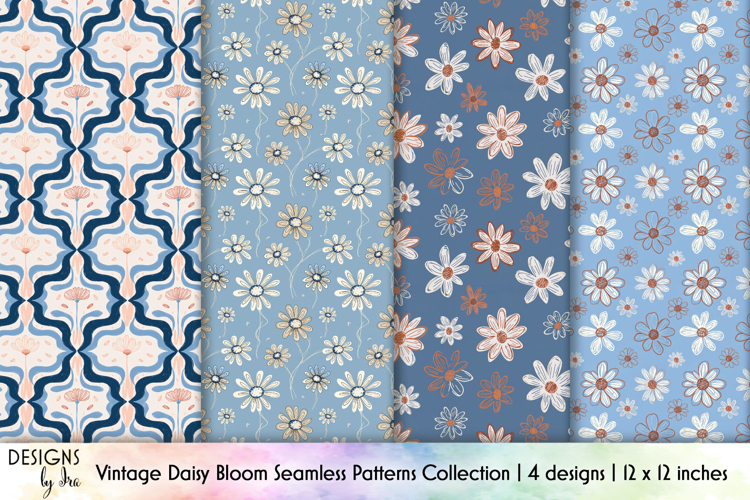 Daisies Seamless Pattern, Daisy Minimal Rustic Digital Paper example image 1