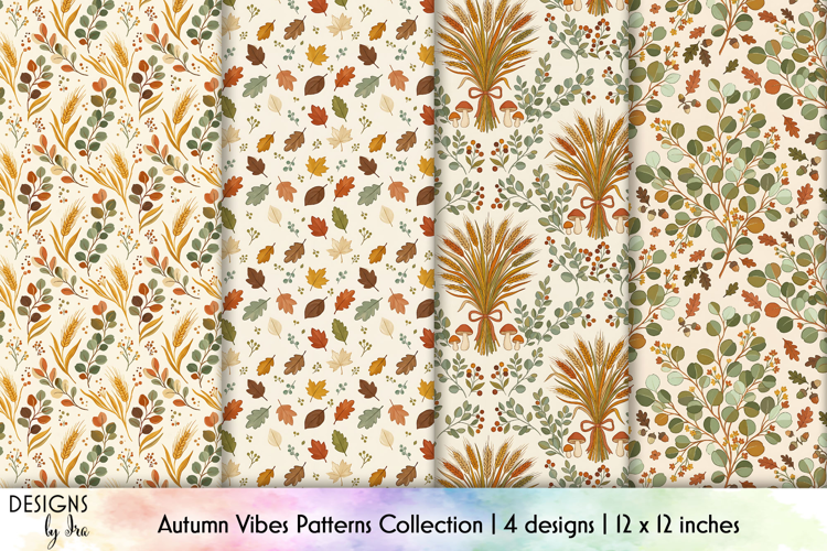 Harvest Botanical Seamless Patterns Digital Paper