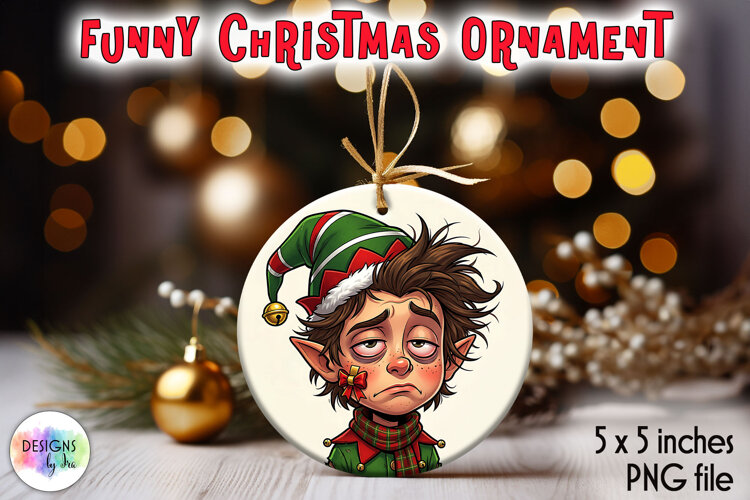 Christmas Ornaments Sublimation, Tired Christmas Elf PNG example image 1