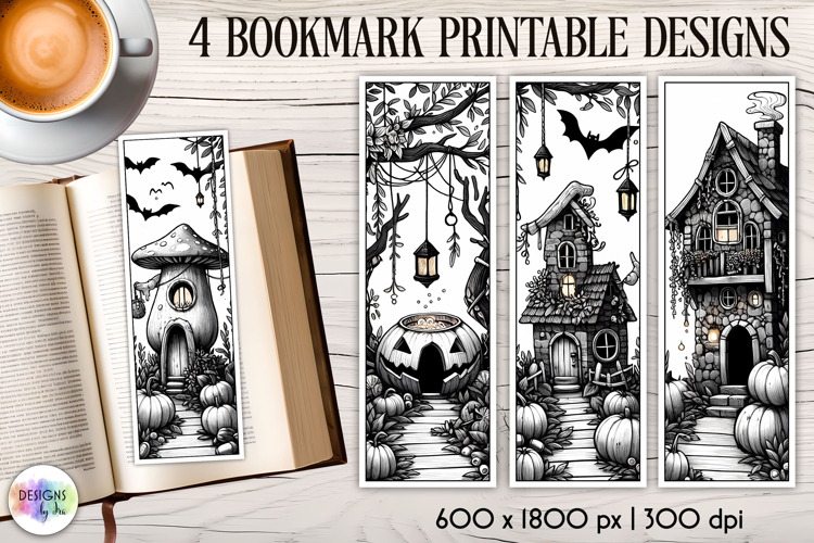 Halloween Bookmarks, Gothic Black and White Bookmarks