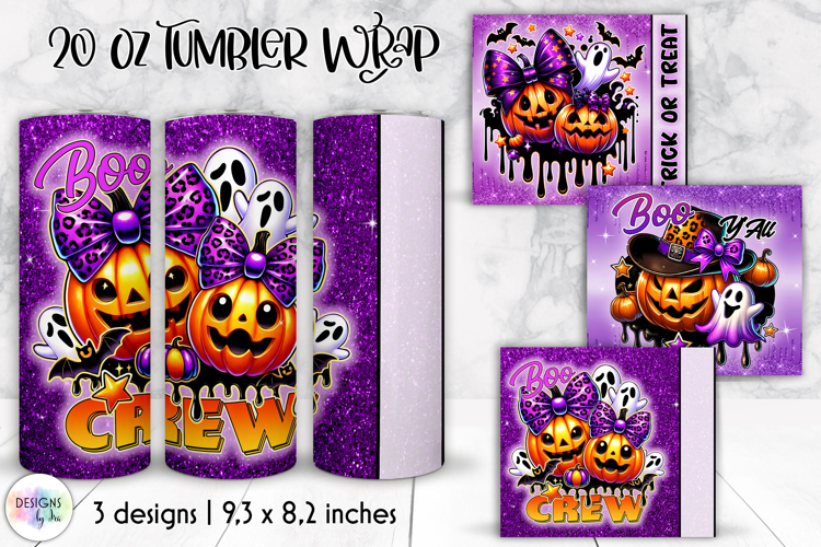 Halloween Tumbler Wraps, Boo Crew Pumpkin Skinny Tumbler