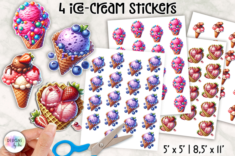 Summer Ice Cream   Popsicle Stickers PNG, Summer Stickers