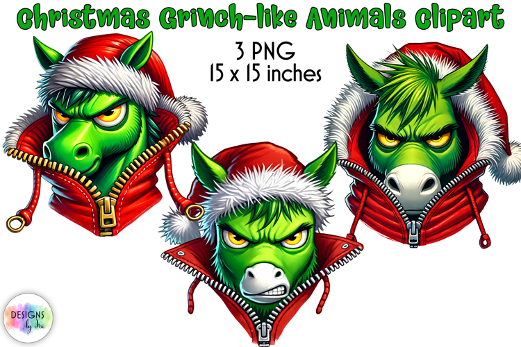 Christmas Animals Clipart, Grinch-like Animals PNG