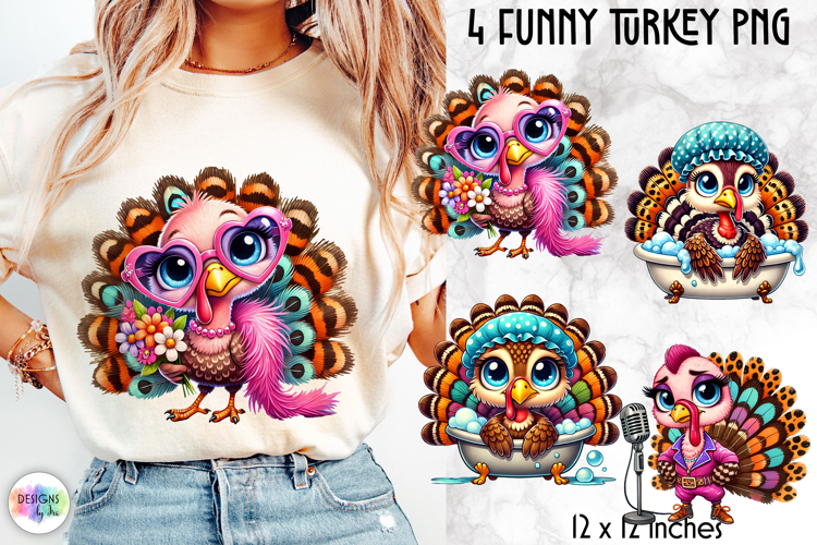 Funny Turkey PNG, Cute Thanksgiving Sublimation