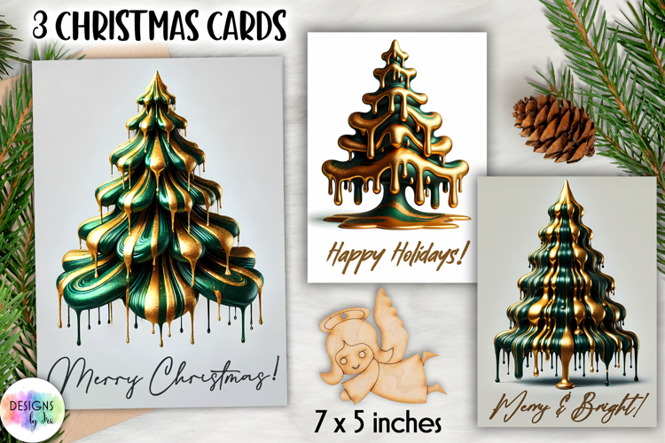 Christmas Tree Greeting Cards, Abstract Christmas Tree Print