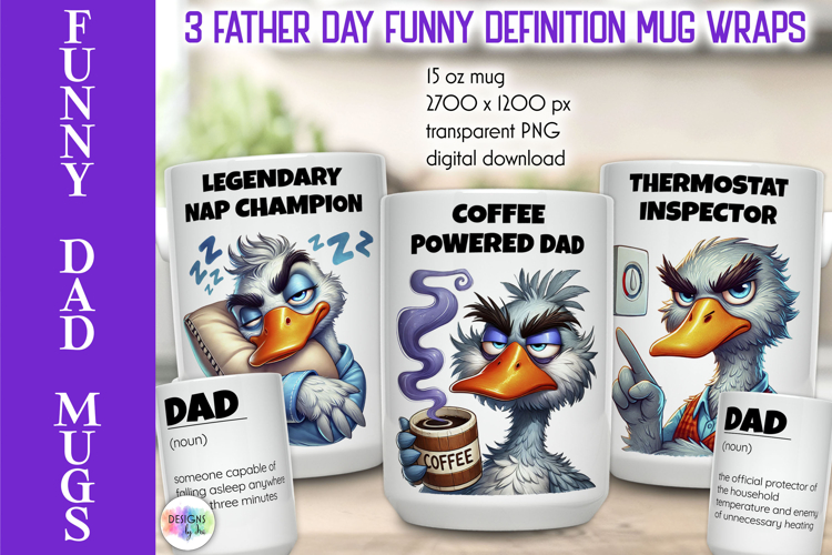 Funny Dad Mug Wrap, Funny Mug Definition Design example image 1