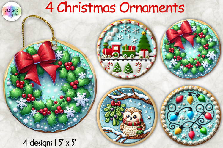 Christmas Ornaments Clipart, Cute Holiday Cookie Ornaments