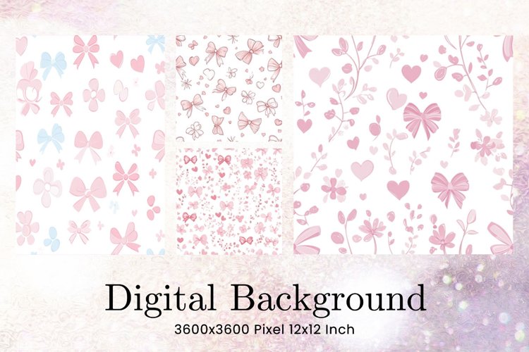 Bow Ribbon Background Bow Digital Paper Pattern Wallpaper example image 1