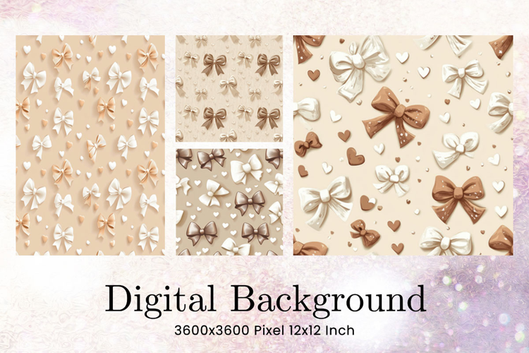 Bow Ribbon Background Bow Digital Paper Pattern Wallpaper_3