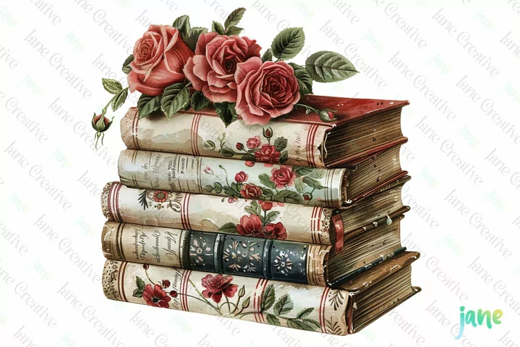 Pretty Books With Flowers Sublimation