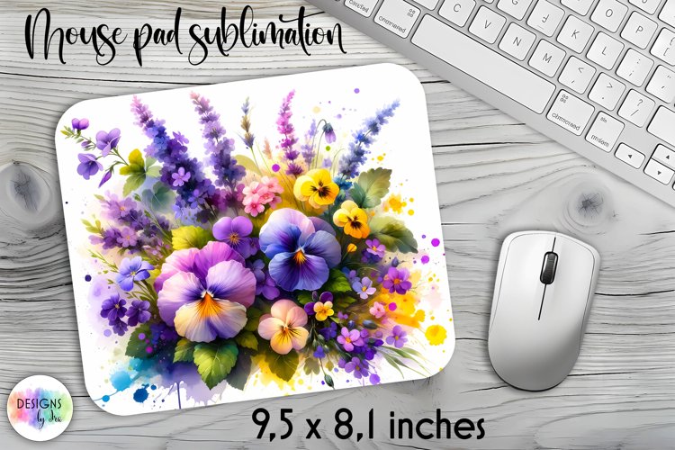 Summer Flowers Mouse Pad. Floral Mouse Pad Design example image 1