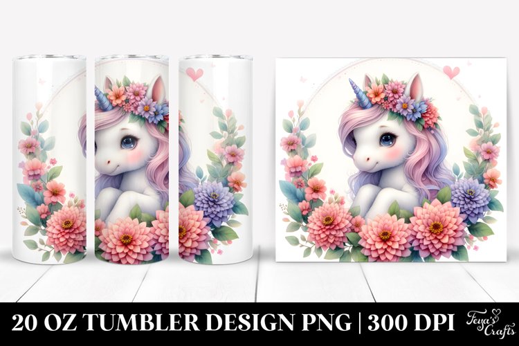 Pastel Baby Unicorn Zinnia Frame | 20 Oz Tumbler