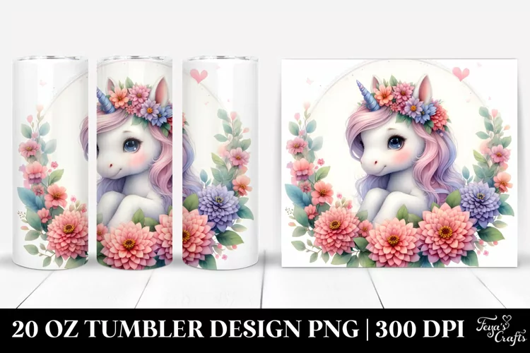 Pastel Baby Unicorn Zinnia Frame | 20 Oz Tumbler