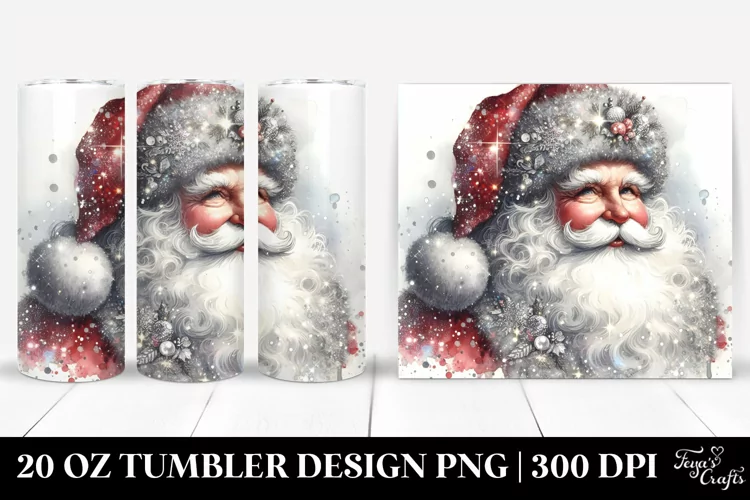 Glittery Santa Portrait 20 Oz Tumbler