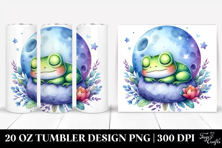 Colorful Baby Frog on the Moon|20 Oz Tumbler