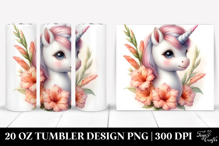 Pastel Unicorn with Gladiolus | 20 Oz Tumbler