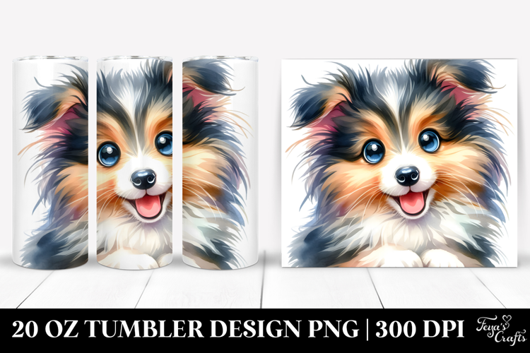 Watercolor Baby Collie, Bright 20 Oz Tumbler